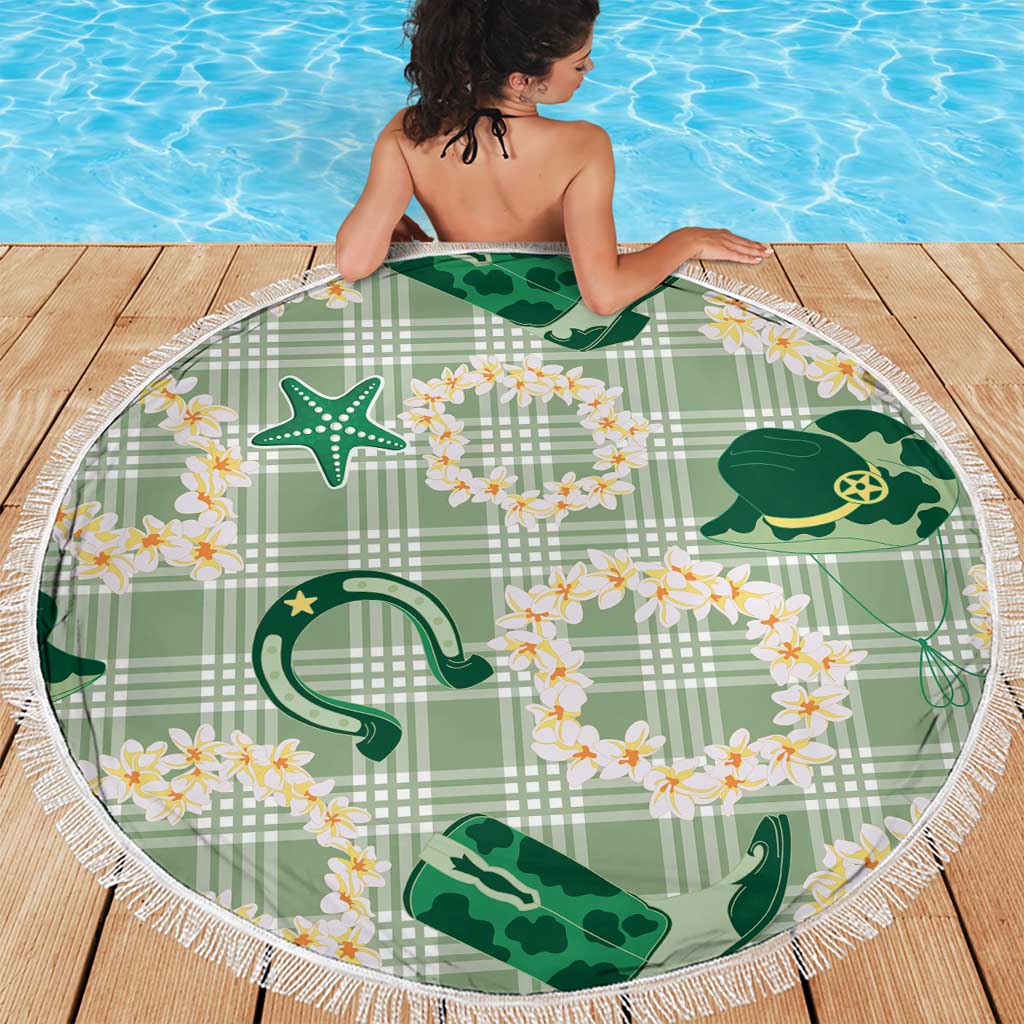 Aloha Hawaii Paniolo Mint Palaka Beach Blanket Coastal Rodeo LT7 - Polynesian Pride