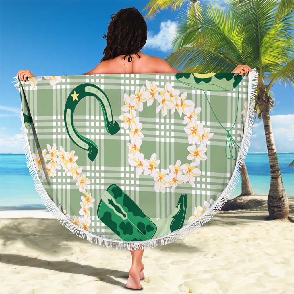 Aloha Hawaii Paniolo Mint Palaka Beach Blanket Coastal Rodeo LT7 - Polynesian Pride