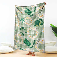 Aloha Hawaii Paniolo Mint Palaka Blanket Coastal Rodeo - Polynesian Pride