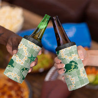 Aloha Hawaii Paniolo Mint Palaka 4 in 1 Can Cooler Tumbler Coastal Rodeo - Polynesian Pride