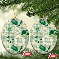 Aloha Hawaii Paniolo Mint Palaka Ceramic Ornament Coastal Rodeo LT7 Oval Mint - Polynesian Pride