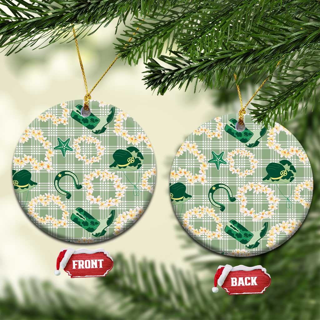 Aloha Hawaii Paniolo Mint Palaka Ceramic Ornament Coastal Rodeo LT7 Circle Mint - Polynesian Pride