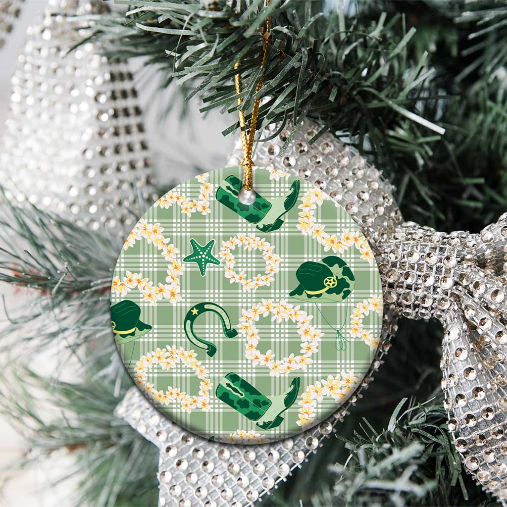 Aloha Hawaii Paniolo Mint Palaka Ceramic Ornament Coastal Rodeo LT7 - Polynesian Pride