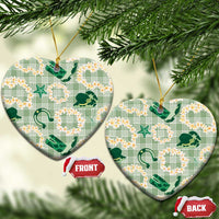 Aloha Hawaii Paniolo Mint Palaka Ceramic Ornament Coastal Rodeo LT7 Heart Mint - Polynesian Pride
