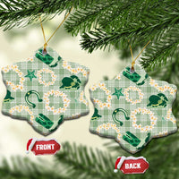 Aloha Hawaii Paniolo Mint Palaka Ceramic Ornament Coastal Rodeo LT7 Snow Flake Mint - Polynesian Pride