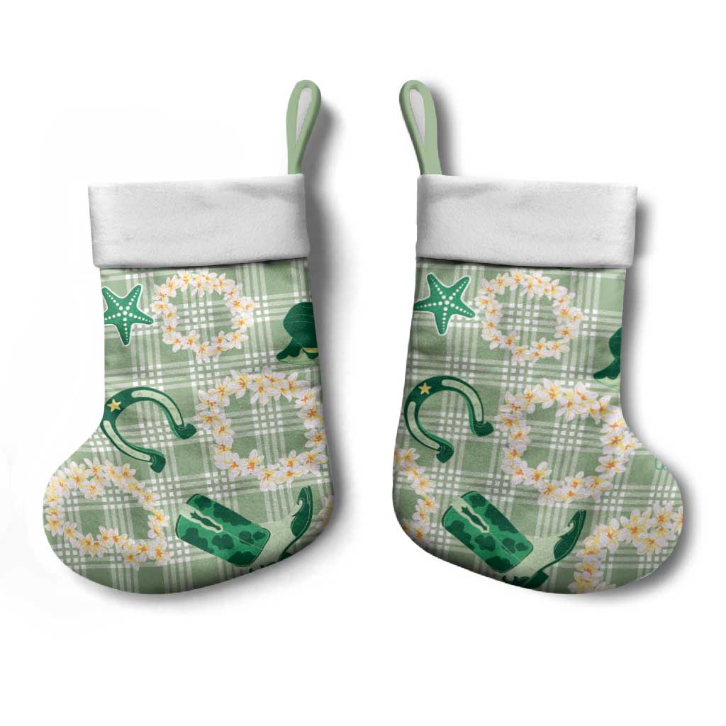 Aloha Hawaii Paniolo Mint Palaka Christmas Stocking Coastal Rodeo - Polynesian Pride