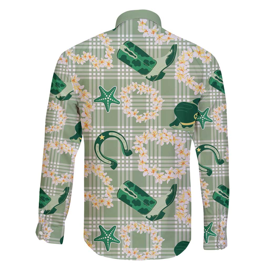 Aloha Hawaii Paniolo Mint Palaka Family Matching Off Shoulder Maxi Dress and Hawaiian Shirt Coastal Rodeo - Polynesian Pride