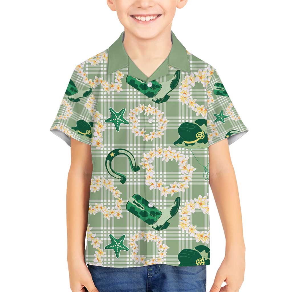 Aloha Hawaii Paniolo Mint Palaka Family Matching Puletasi and Hawaiian Shirt Coastal Rodeo LT7 Son's Shirt Mint - Polynesian Pride