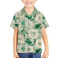 Aloha Hawaii Paniolo Mint Palaka Family Matching Puletasi and Hawaiian Shirt Coastal Rodeo LT7 Son's Shirt Mint - Polynesian Pride