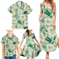 Aloha Hawaii Paniolo Mint Palaka Family Matching Summer Maxi Dress and Hawaiian Shirt Coastal Rodeo - Polynesian Pride