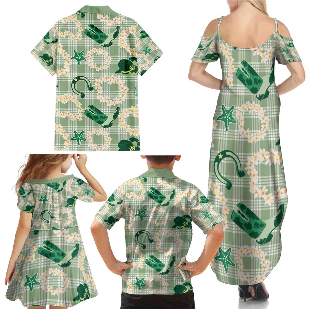 Aloha Hawaii Paniolo Mint Palaka Family Matching Summer Maxi Dress and Hawaiian Shirt Coastal Rodeo - Polynesian Pride