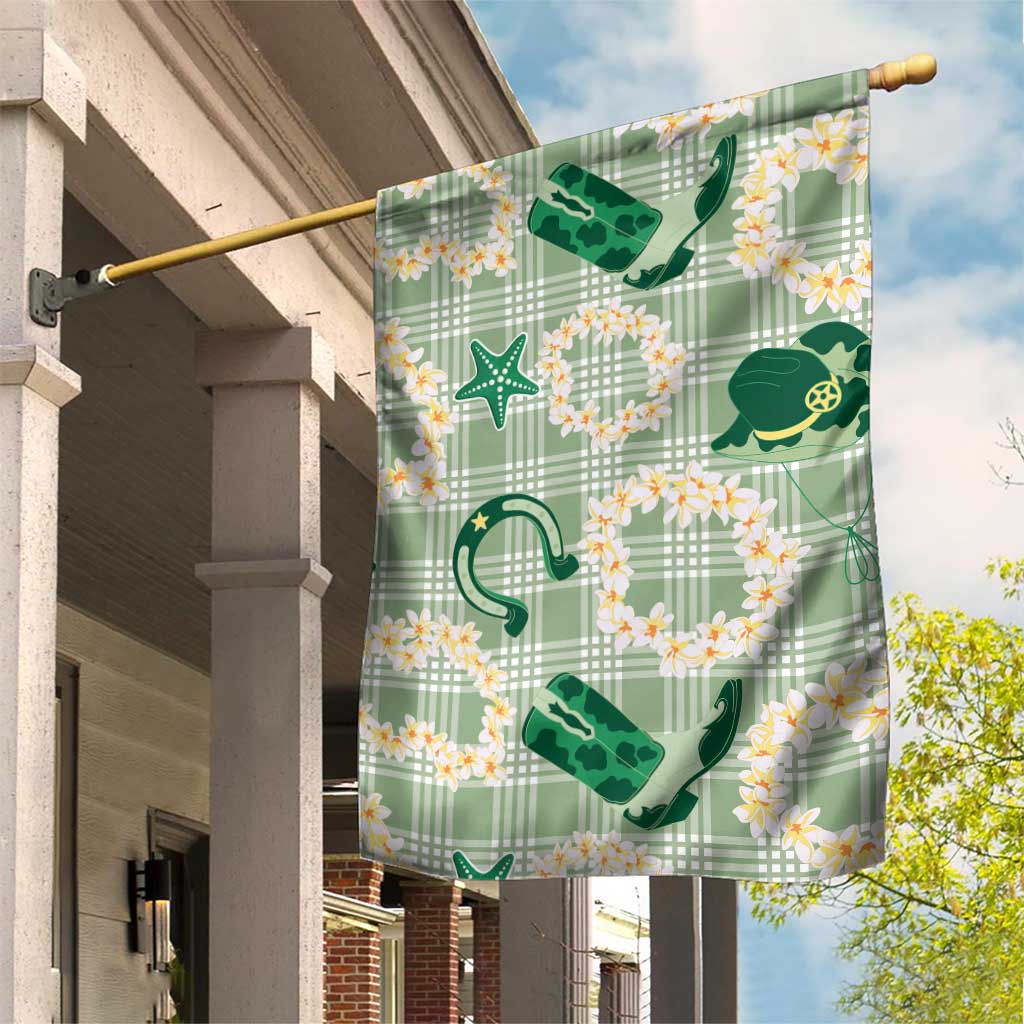 Aloha Hawaii Paniolo Mint Palaka Garden Flag Coastal Rodeo - Polynesian Pride