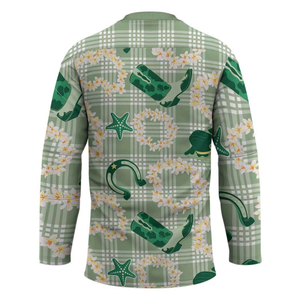 Aloha Hawaii Paniolo Mint Palaka Hockey Jersey Coastal Rodeo - Polynesian Pride