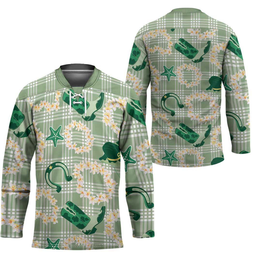 Aloha Hawaii Paniolo Mint Palaka Hockey Jersey Coastal Rodeo - Polynesian Pride