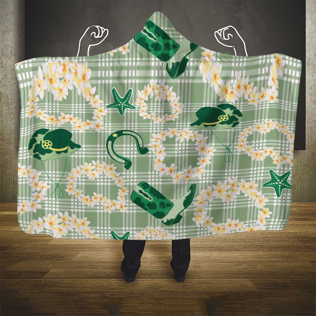Aloha Hawaii Paniolo Mint Palaka Hooded Blanket Coastal Rodeo LT7 - Polynesian Pride
