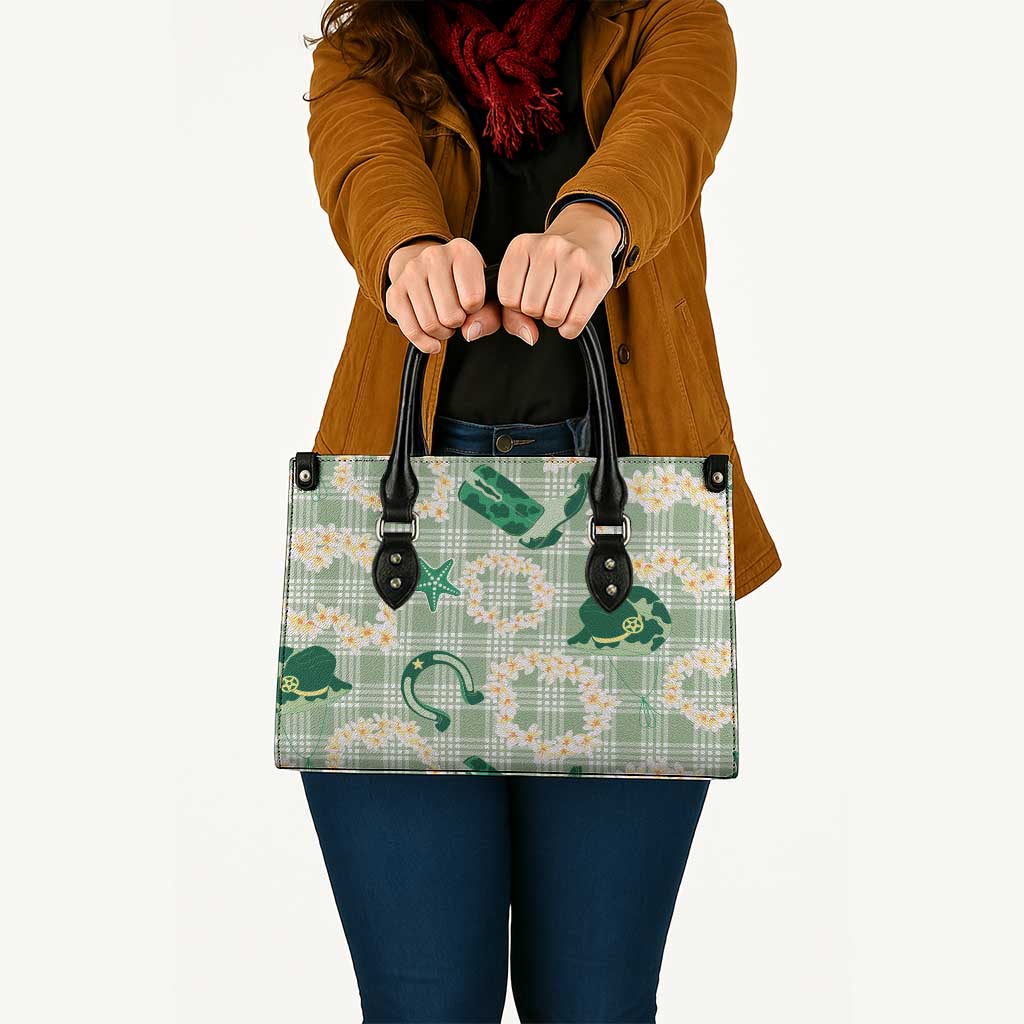 Aloha Hawaii Paniolo Mint Palaka Leather Bag Coastal Rodeo - Polynesian Pride