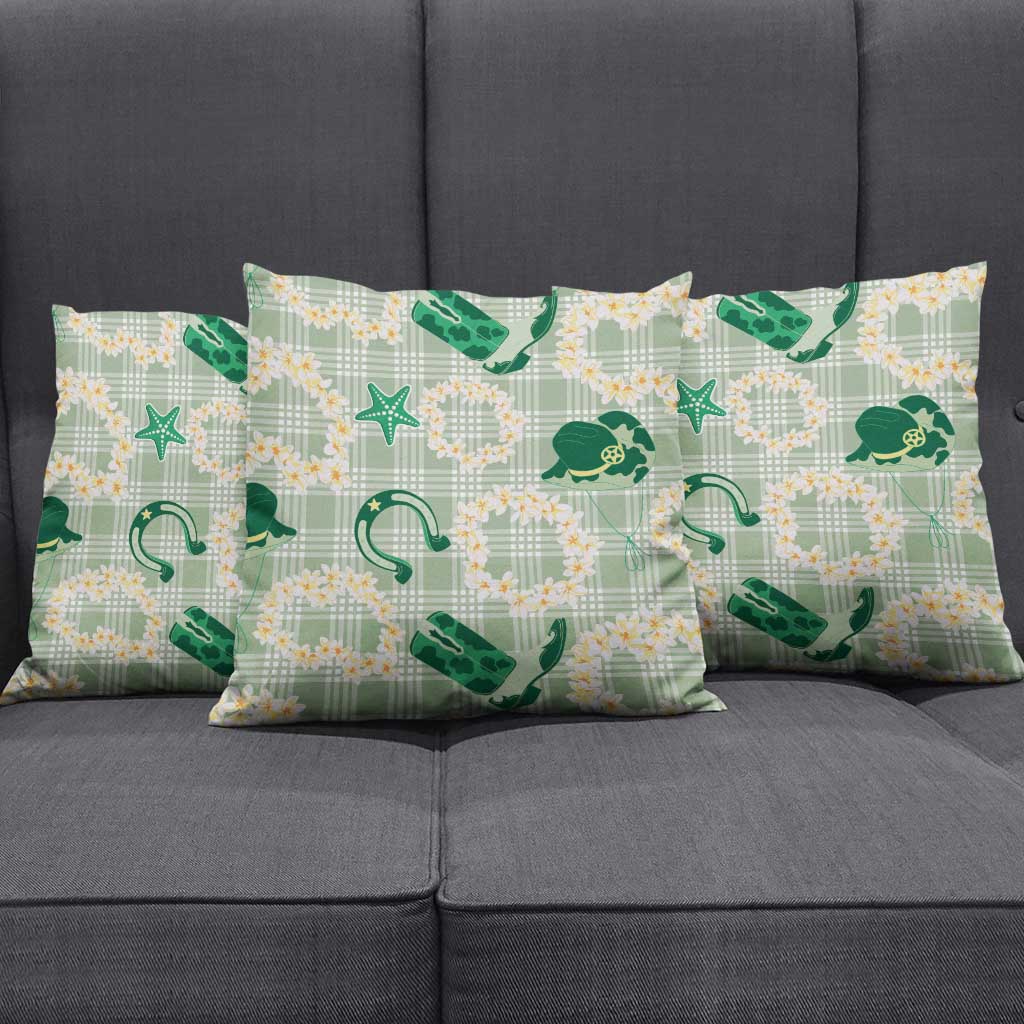 Aloha Hawaii Paniolo Mint Palaka Pillow Cover Coastal Rodeo LT7 - Polynesian Pride