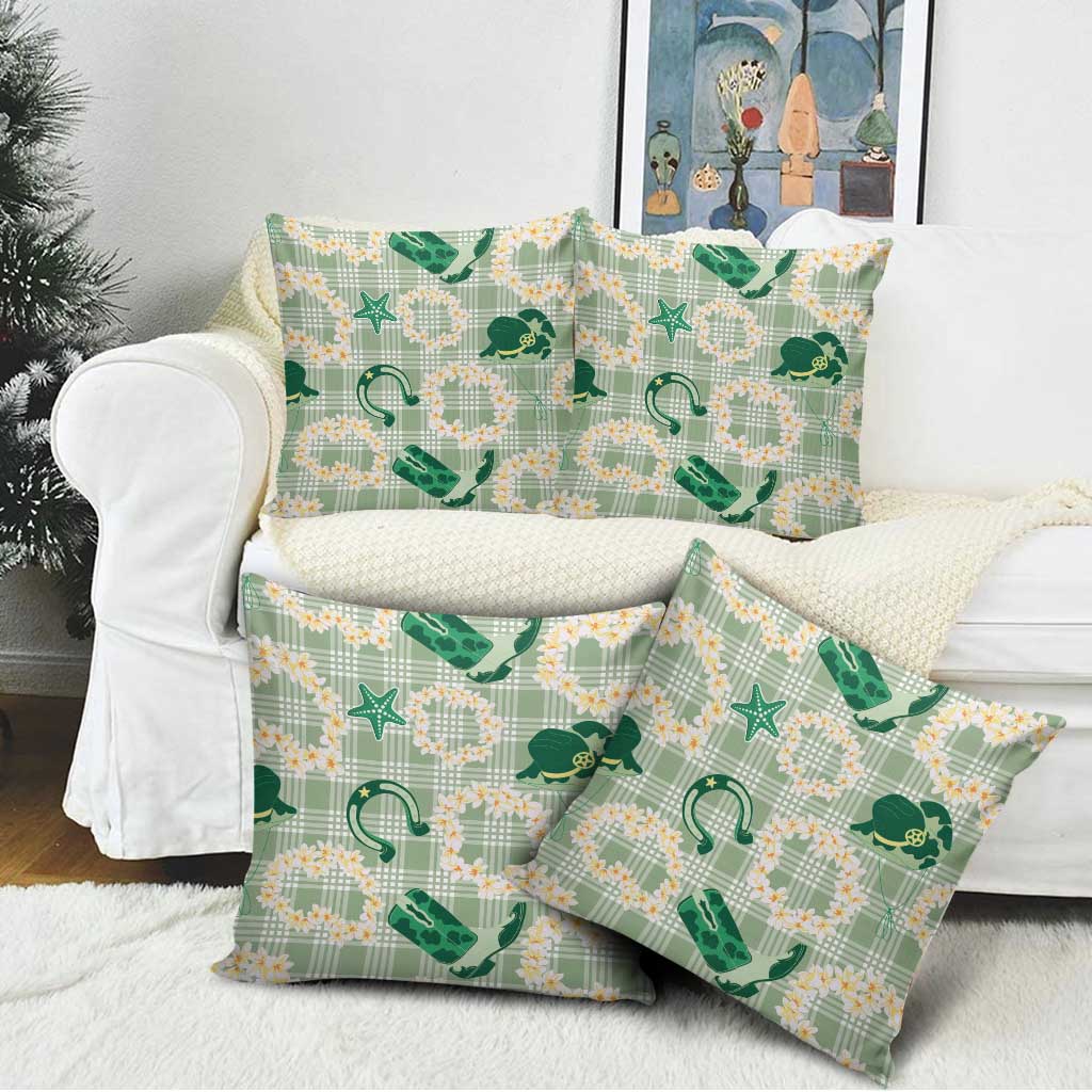 Aloha Hawaii Paniolo Mint Palaka Pillow Cover Coastal Rodeo LT7 - Polynesian Pride