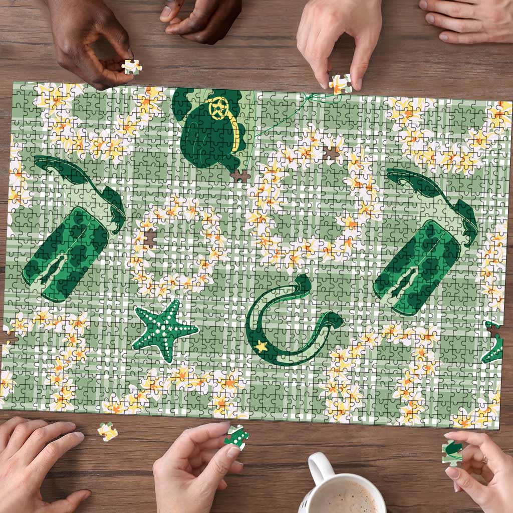 Aloha Hawaii Paniolo Mint Palaka Puzzle Coastal Rodeo - Polynesian Pride