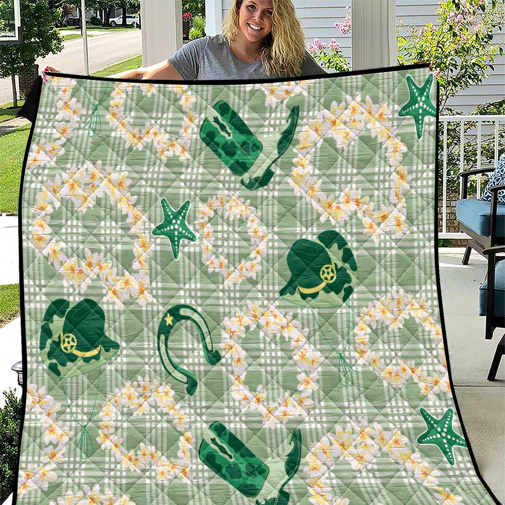 Aloha Hawaii Paniolo Mint Palaka Quilt Coastal Rodeo - Polynesian Pride