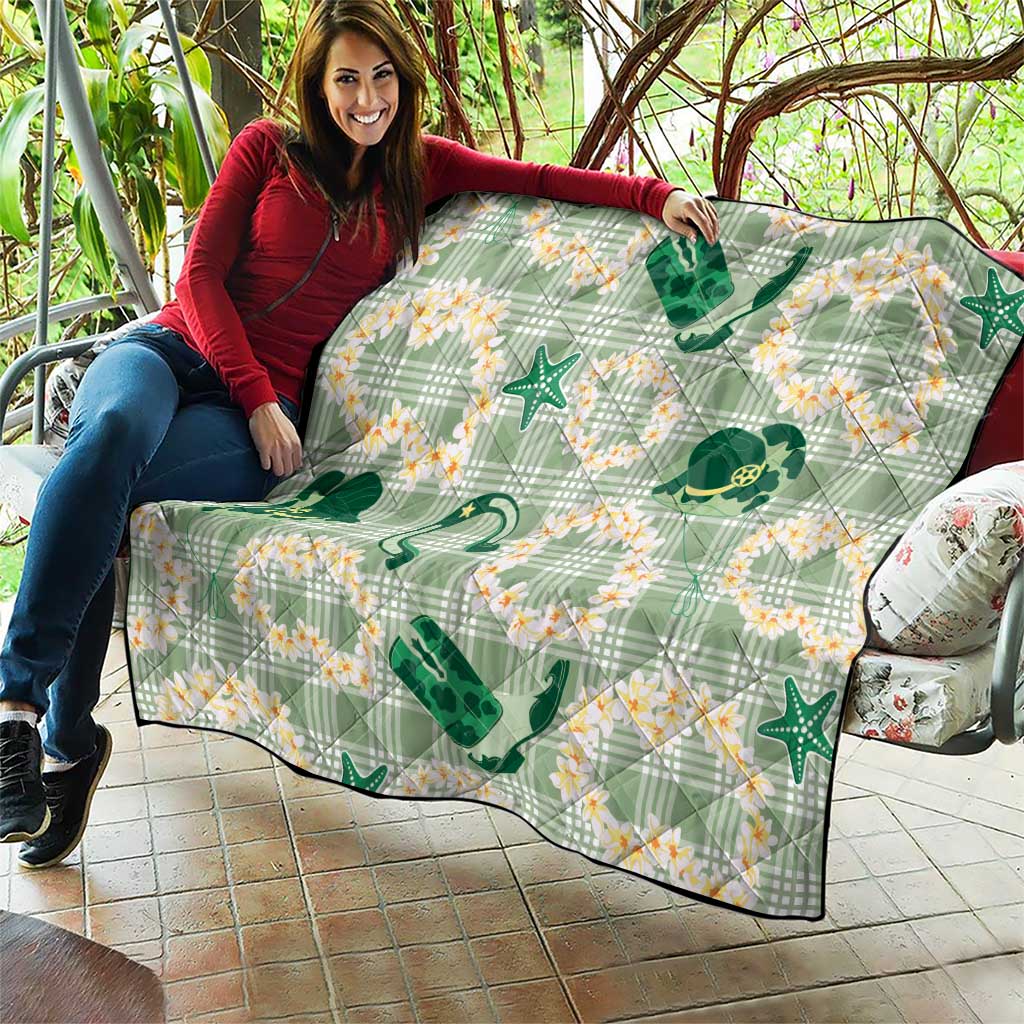 Aloha Hawaii Paniolo Mint Palaka Quilt Coastal Rodeo - Polynesian Pride