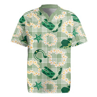 Aloha Hawaii Paniolo Mint Palaka Rugby Jersey Coastal Rodeo - Polynesian Pride