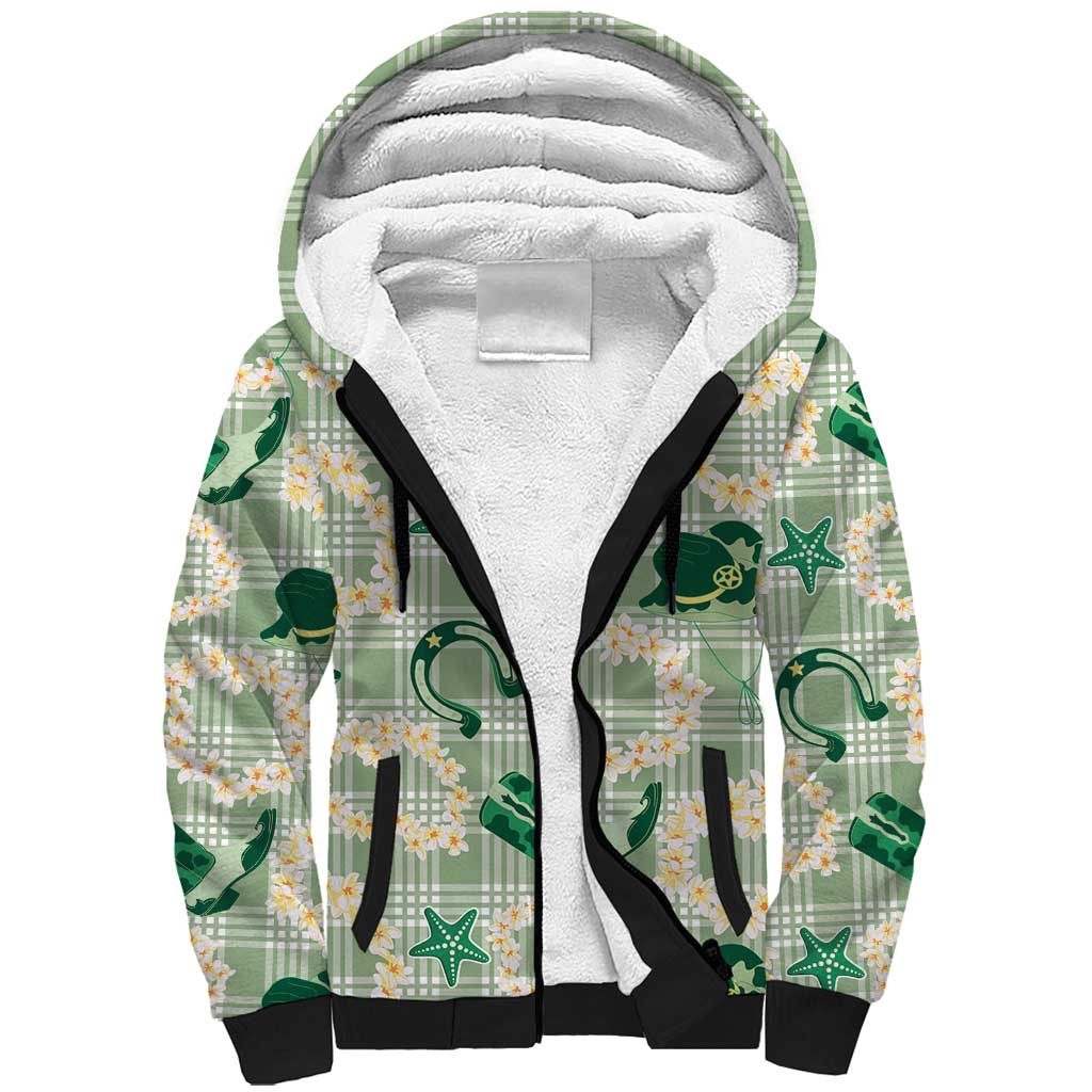 Aloha Hawaii Paniolo Mint Palaka Sherpa Hoodie Coastal Rodeo LT7 Unisex Mint - Polynesian Pride