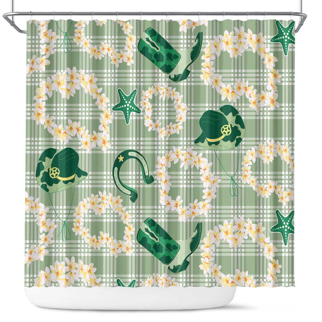 Aloha Hawaii Paniolo Mint Palaka Shower Curtain Coastal Rodeo LT7 Mint - Polynesian Pride