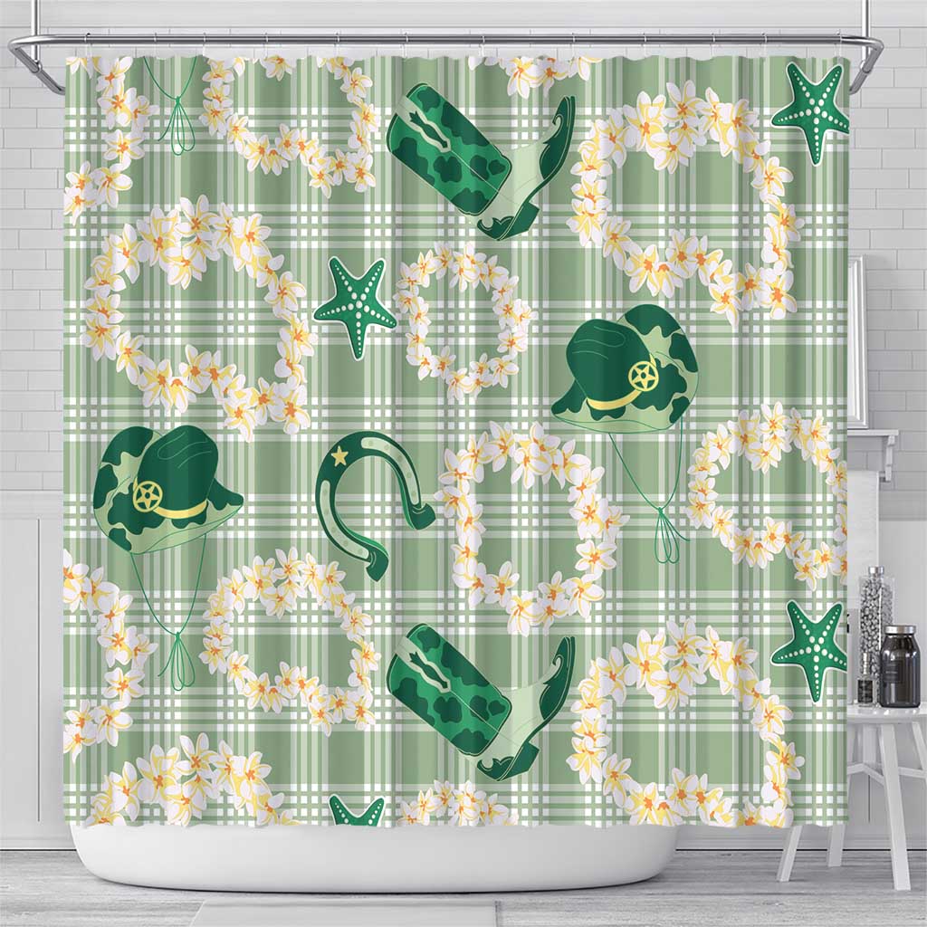 Aloha Hawaii Paniolo Mint Palaka Shower Curtain Coastal Rodeo LT7 - Polynesian Pride