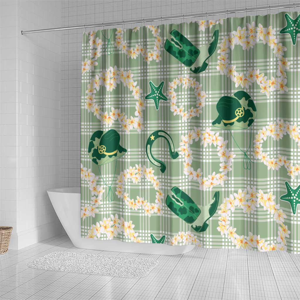 Aloha Hawaii Paniolo Mint Palaka Shower Curtain Coastal Rodeo LT7 - Polynesian Pride