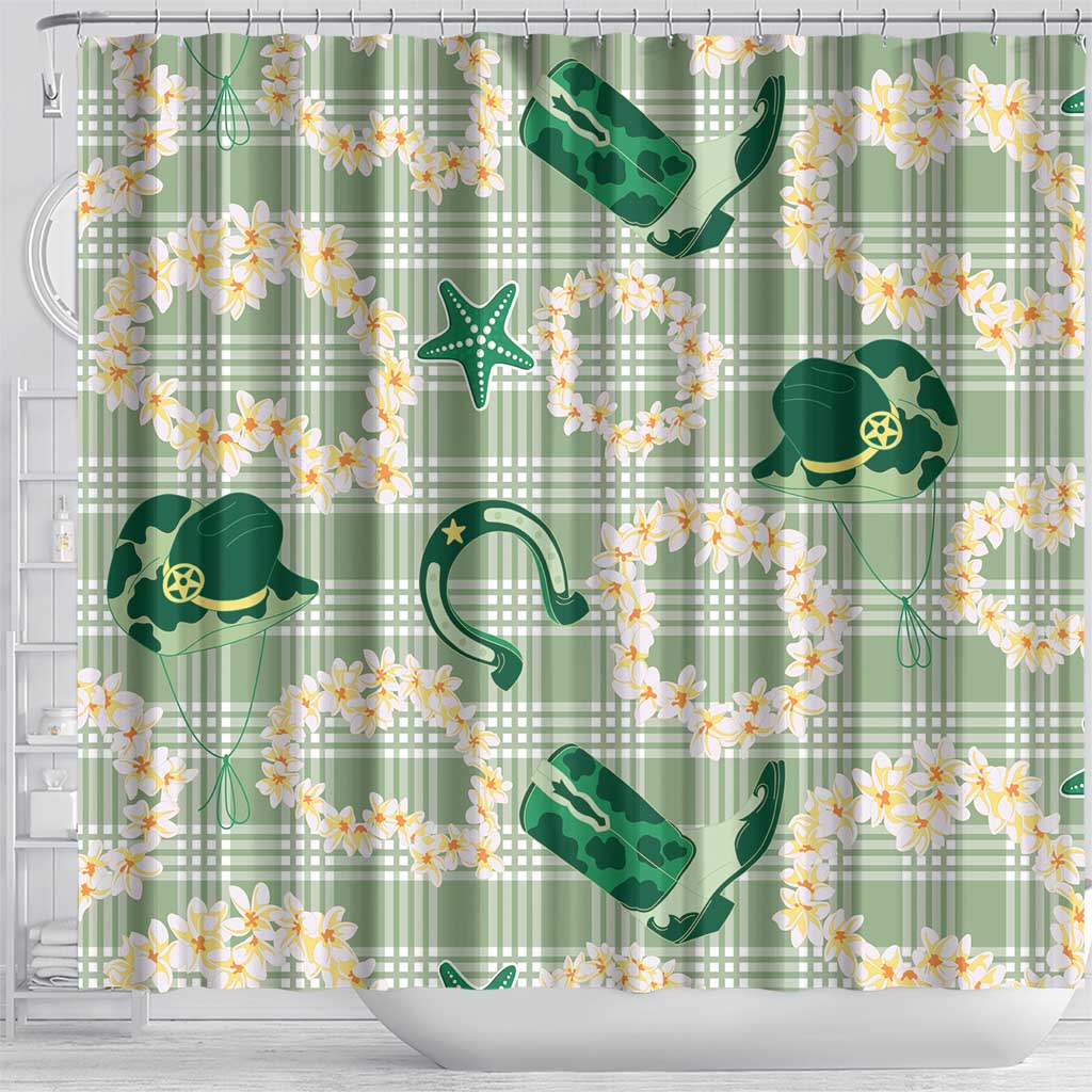 Aloha Hawaii Paniolo Mint Palaka Shower Curtain Coastal Rodeo LT7 - Polynesian Pride