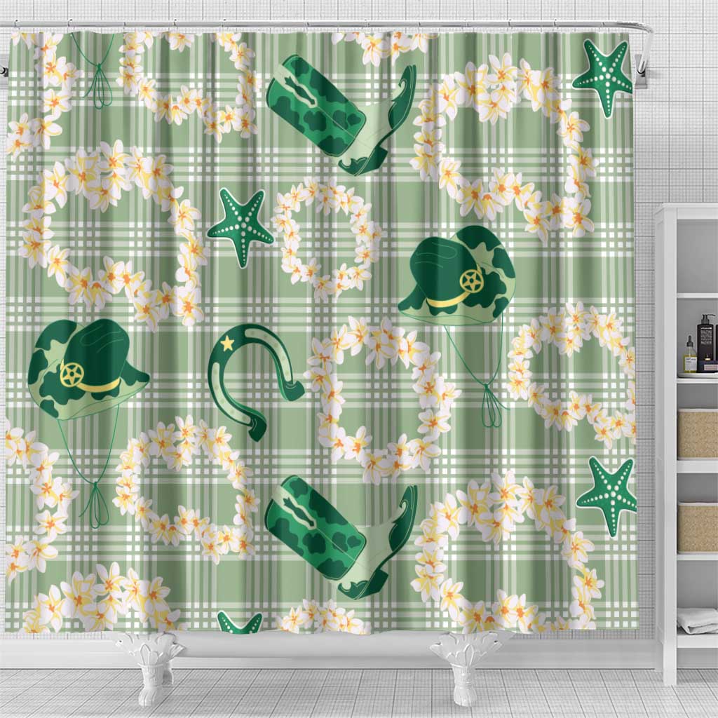 Aloha Hawaii Paniolo Mint Palaka Shower Curtain Coastal Rodeo LT7 - Polynesian Pride