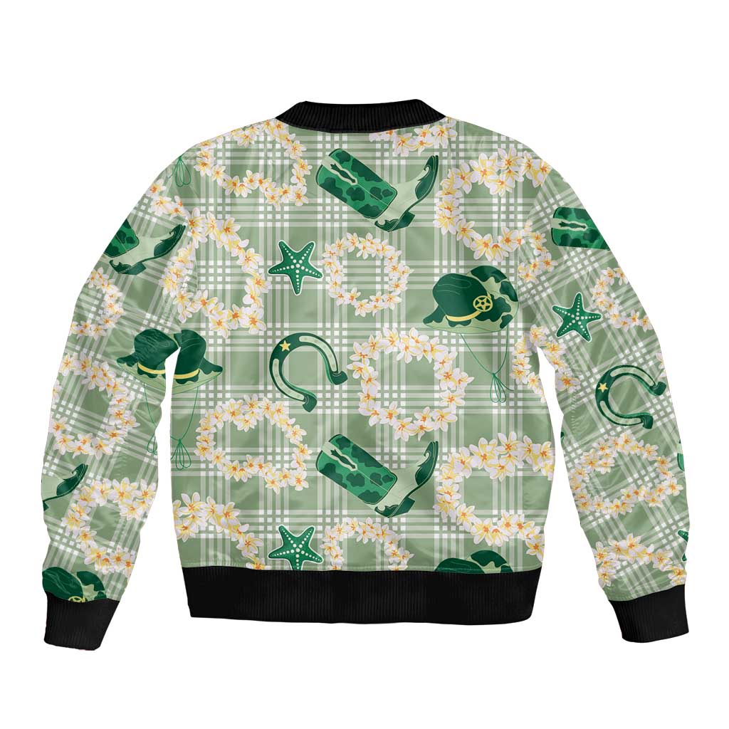 Aloha Hawaii Paniolo Mint Palaka Sleeve Zip Bomber Jacket Coastal Rodeo LT7 - Polynesian Pride