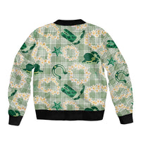 Aloha Hawaii Paniolo Mint Palaka Sleeve Zip Bomber Jacket Coastal Rodeo LT7 - Polynesian Pride