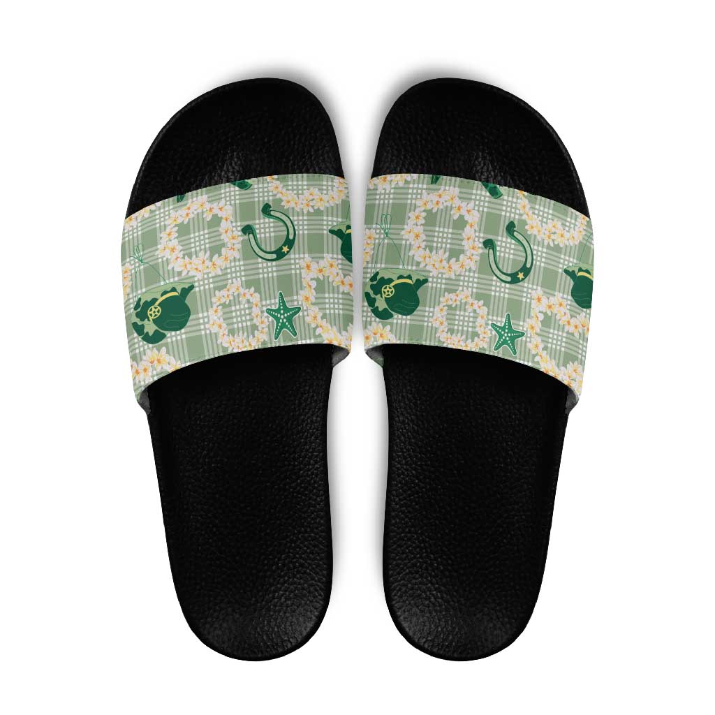 Aloha Hawaii Paniolo Mint Palaka Slide Sandals Coastal Rodeo LT7 Mint - Polynesian Pride