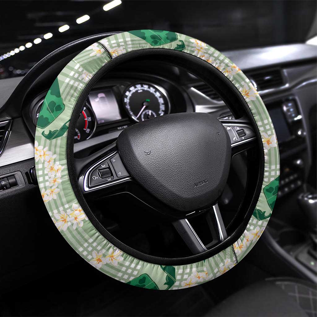 Aloha Hawaii Paniolo Mint Palaka Steering Wheel Cover Coastal Rodeo - Polynesian Pride