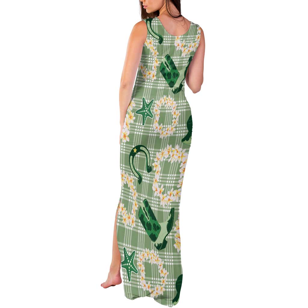Aloha Hawaii Paniolo Mint Palaka Tank Maxi Dress Coastal Rodeo - Polynesian Pride