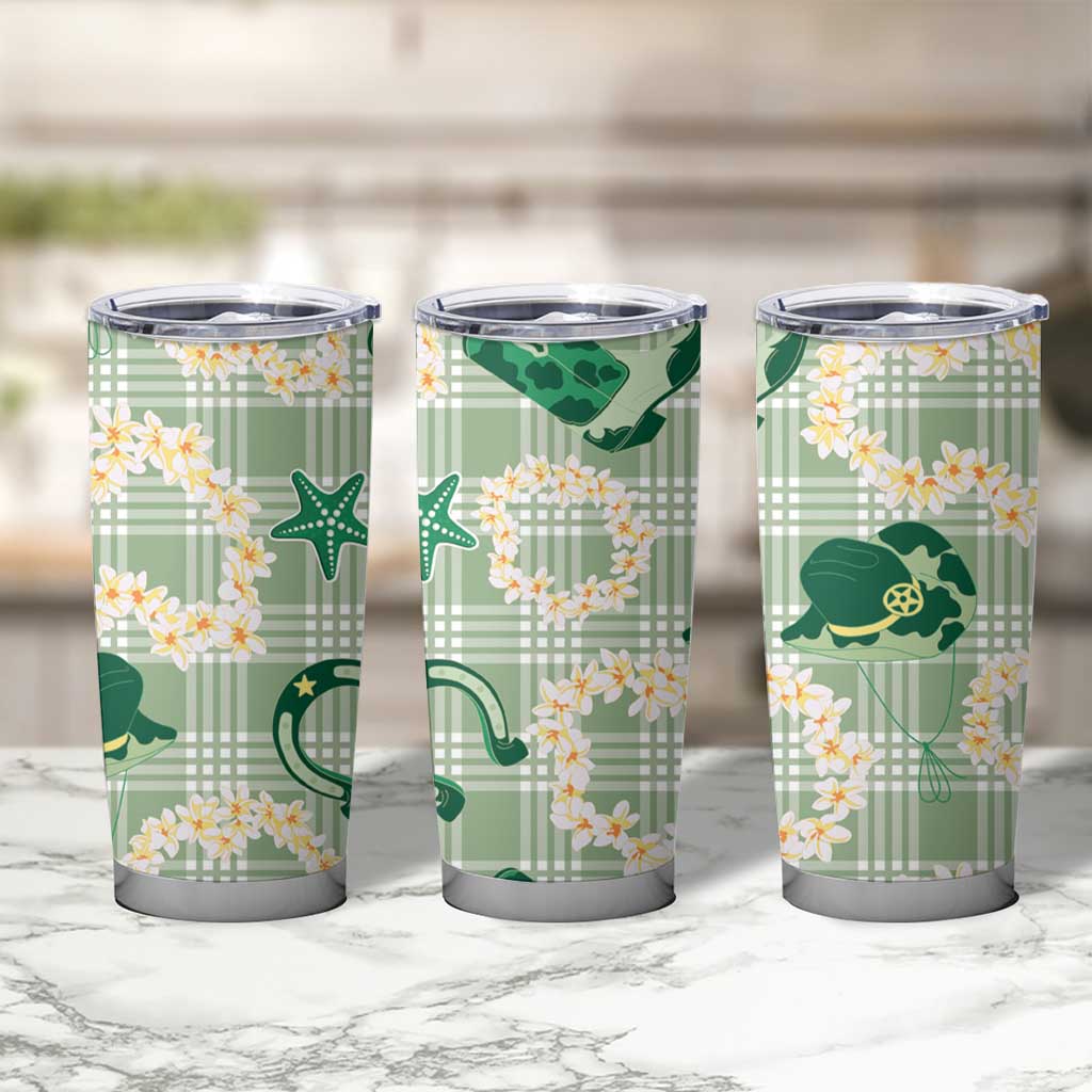 Aloha Hawaii Paniolo Mint Palaka Tumbler Cup Coastal Rodeo - Polynesian Pride