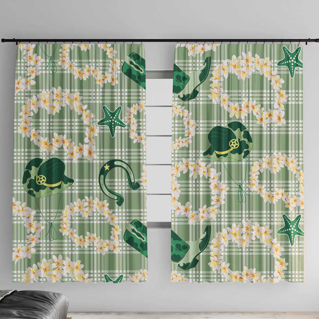 Aloha Hawaii Paniolo Mint Palaka Window Curtain Coastal Rodeo LT7 With Hooks Mint - Polynesian Pride