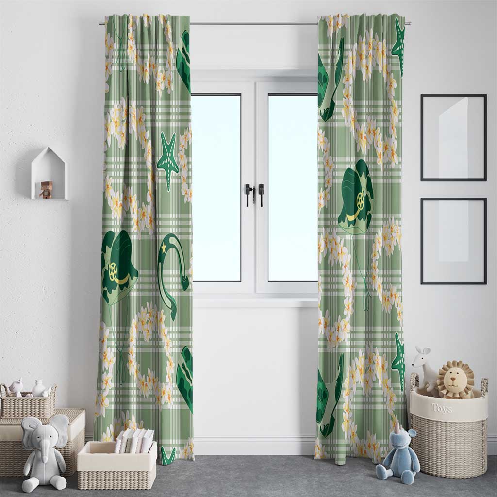Aloha Hawaii Paniolo Mint Palaka Window Curtain Coastal Rodeo LT7 - Polynesian Pride