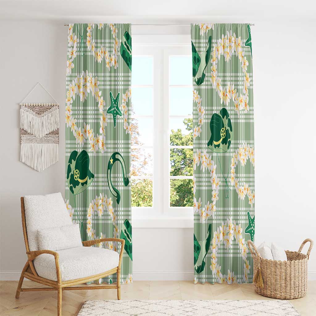 Aloha Hawaii Paniolo Mint Palaka Window Curtain Coastal Rodeo LT7 - Polynesian Pride