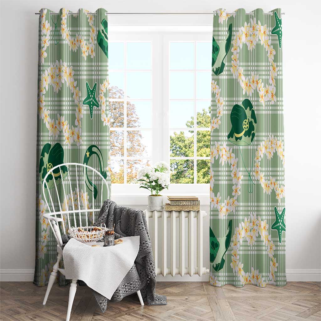 Aloha Hawaii Paniolo Mint Palaka Window Curtain Coastal Rodeo LT7 - Polynesian Pride