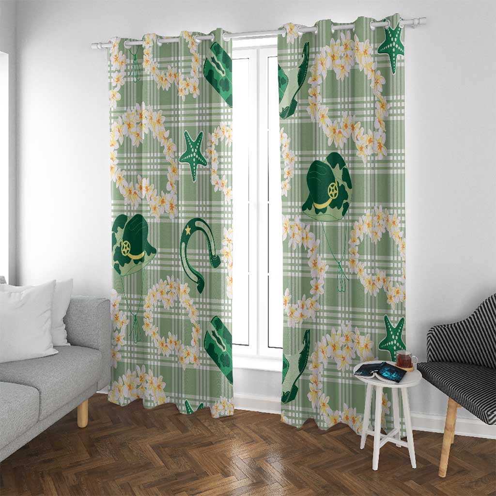 Aloha Hawaii Paniolo Mint Palaka Window Curtain Coastal Rodeo LT7 With Grommets Mint - Polynesian Pride