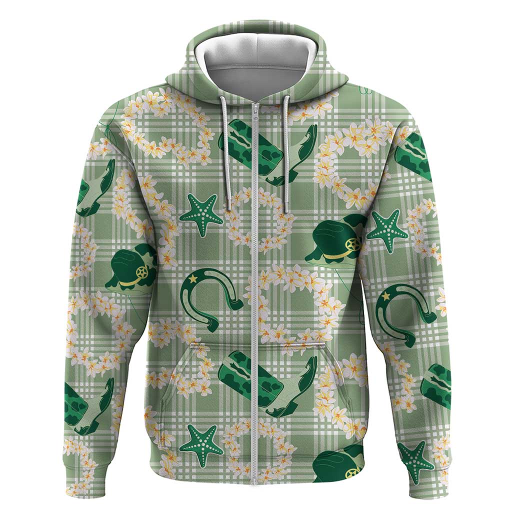 Aloha Hawaii Paniolo Mint Palaka Zip Hoodie Coastal Rodeo LT7 Zip Hoodie Mint - Polynesian Pride