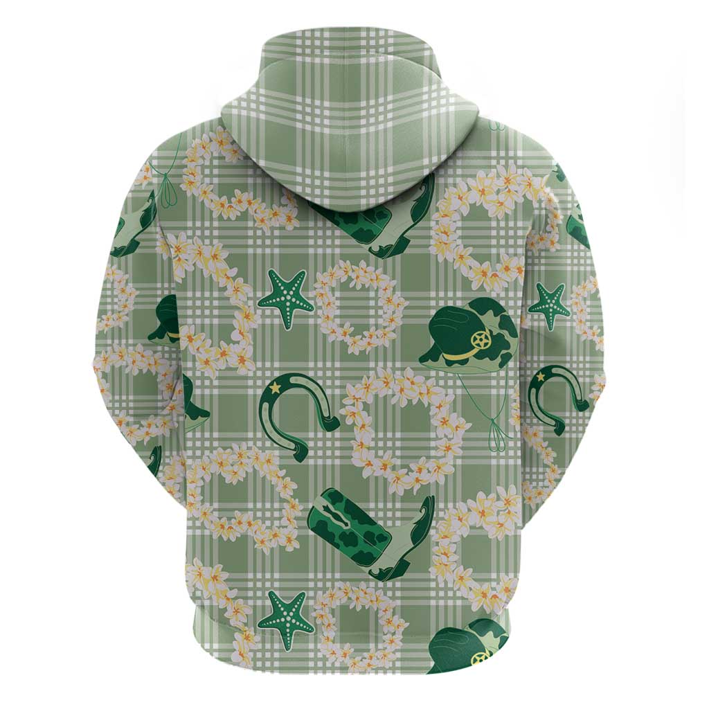 Aloha Hawaii Paniolo Mint Palaka Zip Hoodie Coastal Rodeo LT7 - Polynesian Pride