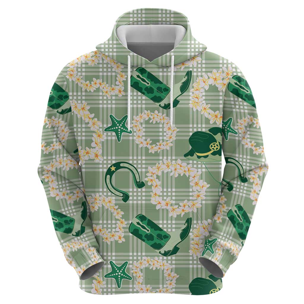 Aloha Hawaii Paniolo Mint Palaka Zip Hoodie Coastal Rodeo LT7 - Polynesian Pride