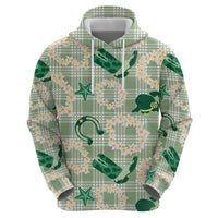 Aloha Hawaii Paniolo Mint Palaka Zip Hoodie Coastal Rodeo LT7 - Polynesian Pride