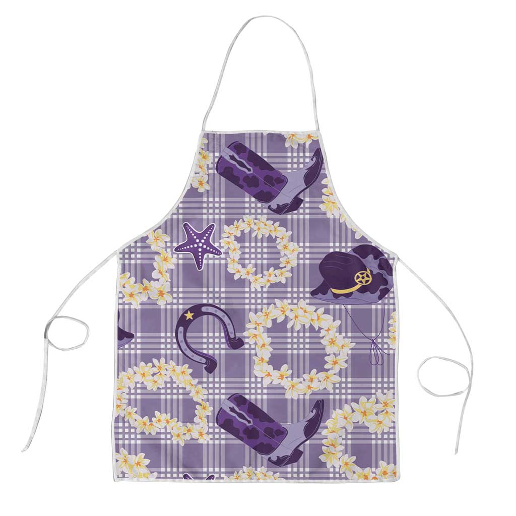 Aloha Hawaii Paniolo Lavender Palaka Apron Coastal Rodeo - Polynesian Pride