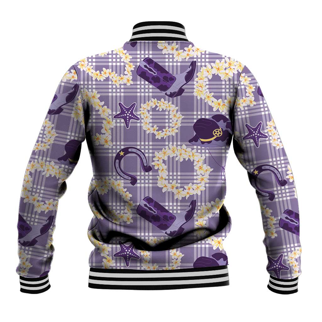Aloha Hawaii Paniolo Lavender Palaka Baseball Jacket Coastal Rodeo - Polynesian Pride
