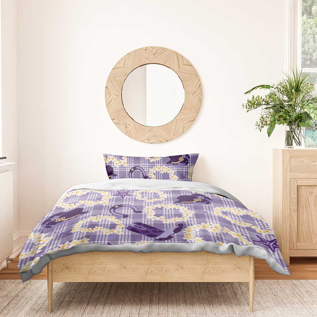 Aloha Hawaii Paniolo Lavender Palaka Bedding Set Coastal Rodeo - Polynesian Pride